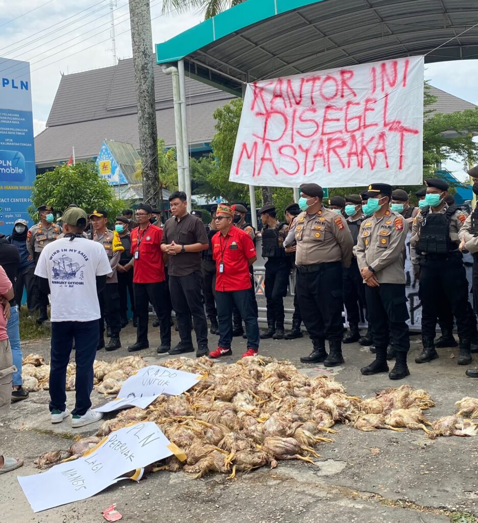 Aksi Jilid II di Depan Kantor PLN Palangka Raya, Massa Lempar 1.500 Bangkai Ayam